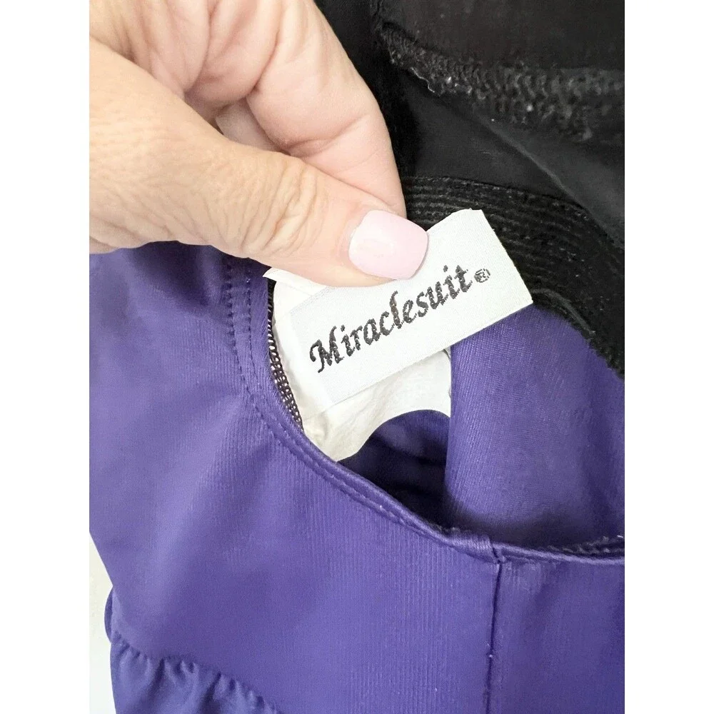Miraclesuit Aurora Swim Dress Swimsuit Size 18 Purple 3X  Ruching Slimming